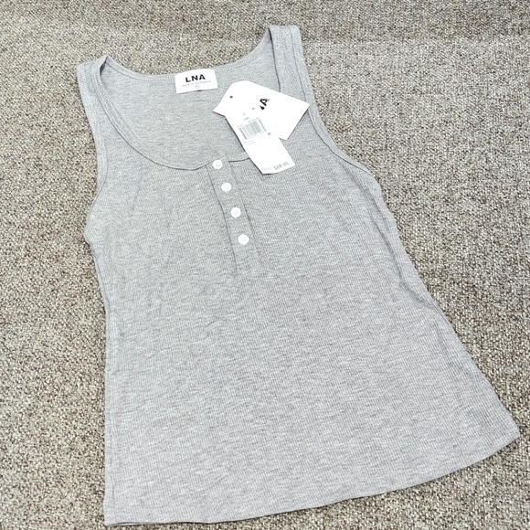 LNA Women's Ribbed Scoop Tank Heather Gray Size Medium - Picture 1 of 4